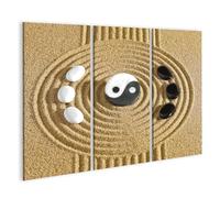 islandburner Prime Impression sur toile Motif pierres et cercles Motif jardin zen Yin Yang 130 x 80 cm