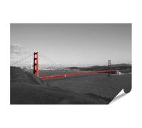 islandburner Prime Poster Motif ponts rouges en noir et blanc Paysage de qualité supérieure