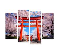 islandburner Prime Tableau sur toile Motif fleurs de cerisier Torii Printemps Chemin Jardin japonais Images murales Poster