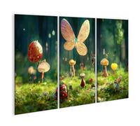 islandburner Prime Tableau sur toile Motif papillons et champignons dans un conte de fées de fées de forêts