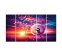 islandburner Prime Tableau sur toile Motif pissenlit dans la lumière du soir avec ciel coloré et graines volantes