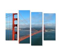 islandburner Prime Tableau sur toile Motif ponts rouges San Francisco Paysage matin, ciel clair