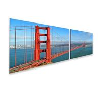 islandburner Prime Tableau sur toile Motif ponts rouges San Francisco Paysage matin, ciel clair