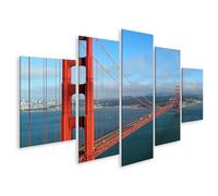 islandburner Prime Tableau sur toile Motif ponts rouges San Francisco Paysage matin, ciel clair