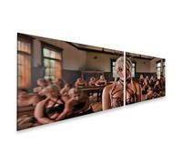 islandburner Prime Tableau sur toile Motif rassemblement inconnu dans un espace historique - Toile 160 x 40 cm - 2 pièces