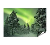 islandburner Prime XXL Poster avec aurores boréales sur la forêt enneigée Impression photo de qualité supérieure