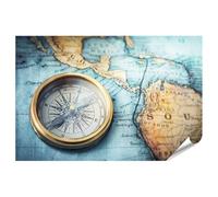 islandburner Prime XXL Poster Boussole sur carte du monde Voyage Aventure Photographie photo de qualité supérieure
