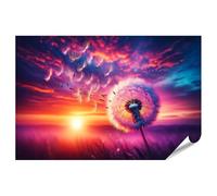 islandburner Prime XXL Poster de pissenlit dans la lumière du soir avec ciel coloré et graines volantes