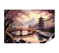 islandburner Prime XXL Poster idyllique matin de printemps au Japon avec fleurs de cerisier pour salon, amoureux de la nature, spa, photo de qualité supérieure