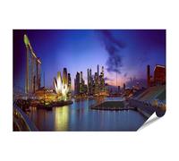 islandburner Prime XXL Poster panoramique Motif horizon de nuit au bord de l'eau dans la ville dans la lumière du soir Impression photo de qualité supérieure