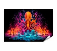 islandburner Prime XXL Poster pieuvre Échecs Magie Fantaisie Jeu Coloré Œuvre d'art Mystique Premium Photos Photographie Photographie