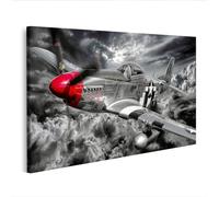 islandburner Tableau mural P-51 Mustang Avion en toile avec représentation dramatique