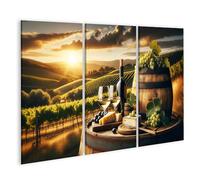 islandburner Tableau mural sur toile avec tonneau sur vignoble du Chianti, Toscane, Italie