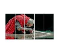 islandburner Tableau mural sur toile motif chevalier en armure avec épée et cape rouge, 5 pièces, taille XXL