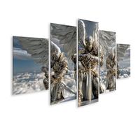 islandburner Tableau mural sur toile représentant les guerriers des anges majestueux au-dessus des nuages - 5 pièces