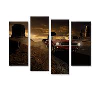 islandburner Tableau sur Toile 1967 Ford Mustang Rouge Métallique Monument Valley Cadre Affiche Poster Murale Tableaux