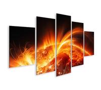 islandburner Tableau sur toile - 5 pièces - Motif tempêtes solaires fascinantes - Pour les fans de l'espace