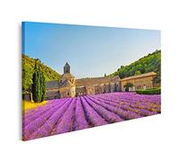 islandburner Tableau sur toile Abbaye de Senanque et rangées florissantes de fleurs de lavande au soleil Images murales Poster