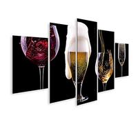 islandburner Tableau sur toile Alcool Boissons Ensemble Isolé sur un Fond Noir Bière Blanc Images Murales Poster