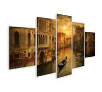islandburner Tableau sur toile Ambiance romantique du soir à Venise avec gondole dans le canal Images murales Poster