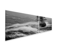 islandburner Tableau sur toile - Ancien navire marchand dans la tempête sur une mer agitée - 2 pièces
