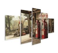 islandburner Tableau sur toile Ancienne station-service sur la route 66 pour salon vintage amateurs d'antiquités Photos murales Poster