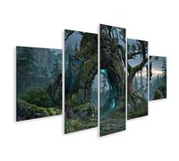 islandburner Tableau sur toile Arche de pierre mystique Décoration murale Salon pour les aventuriers - 5 pièces