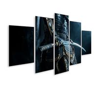 islandburner Tableau sur toile Armure de samouraï mystique Décoration murale Salon pour les amateurs d'histoire - 5 pièces