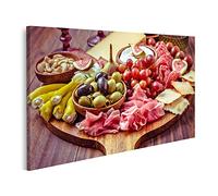 islandburner Tableau sur Toile Assiette d'antipasti de charcuterie avec Une sélection de Salami Italien Environ Cadre Affiche Poster Murale Tableaux