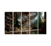 islandburner Tableau sur toile Atelier d'alchimistes mystique Tableau mural Salon pour les amateurs de fantaisie - 5 pièces XXL