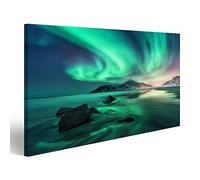 islandburner Tableau sur toile Aurore. Aurores boréales dans les îles Lofoten, en Norvège. Ciel avec des lu Poster, Cadeau, Images LEB-1P-FR