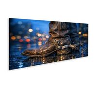 islandburner Tableau sur toile avec bottes de cowboy avec des spores dans un éclairage spectaculaire - Panorama