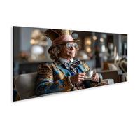 islandburner Tableau sur toile avec chapelier fou et thé - Panorama