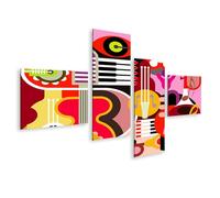 islandburner Tableau sur toile avec instruments de musique colorés Pop Art Graphique Images murales Poster