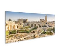 islandburner Tableau sur toile avec les anciens remparts de Jérusalem au lever du soleil construits en pierres