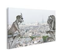 islandburner Tableau sur toile avec vue de Notre Dame sur Paris avec gargouille