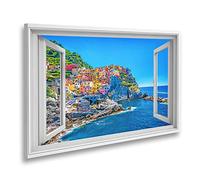 islandburner Tableau sur toile avec vue sur fenêtre - Beau paysage urbain coloré sur images - Poster mural