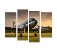 islandburner Tableau sur toile - Avion Douglas DC-3 restauré avec hélices polies - 4 pièces