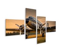 islandburner Tableau sur toile - Avion Douglas DC-3 restauré avec hélices polies - 4 pièces - Edition H3