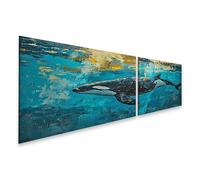 islandburner Tableau sur toile Baleine noire dans la mer bleue pour salon, amoureux de la mer, cabinet médical, images murales poster