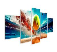 islandburner Tableau sur Toile Balle de Tennis frappant Les Courts en Terre battue, bannière à Grande Vitesse Cadre Affiche Poster Murale Tableaux