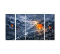 islandburner Tableau sur toile Ballons panoramiques sur une impressionnante vallée de montagne - 5 pièces XXL