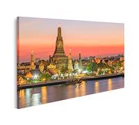 islandburner Tableau sur Toile Bangkok Thaïlande Bankok Wat Arun Temple Coucher du Soleil Cadre Affiche Poster Murale Tableaux