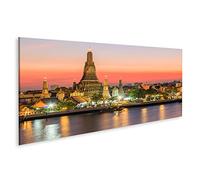 islandburner Tableau sur toile Bangkok Thaïlande Bankok Wat Arun Temple Coucher du Soleil Cadre Affiche Poster Murale Tableaux
