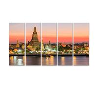 islandburner Tableau sur Toile Bangkok Thaïlande Bankok Wat Arun Temple Coucher du Soleil Cadre Affiche Poster Murale Tableaux