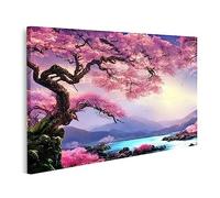islandburner Tableau sur toile Beau paysage Parc japonais Fleurs de cerisier Arbre Images murales Poster