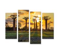 islandburner Tableau sur toile Beaux Baobabs Au Coucher Du Soleil Avenue Des Baobabs Madagascar Cadre Affiche Poster Murale Tableaux