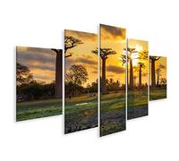 islandburner Tableau sur Toile Beaux Lacs d'arbres au Coucher du Soleil dans l'avenue des baobabs à Madagascar Cadre Affiche Poster Murale Tableaux