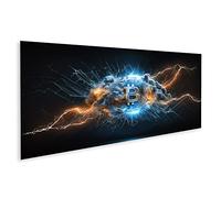 islandburner Tableau sur toile Bitcoin Symbole ciel sombre émet des éclairs Bitcoin Signe Clignotant Photos murales Poster
