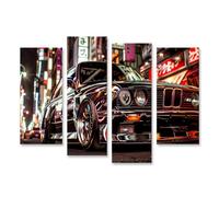 Islandburner Tableau sur toile BMW classique dans une ville japonaise nocturne pour les amateurs de voitures, les salles d'exposition de voitures, images murales, affiches